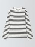 Kin Long Sleeve Breton Stripe Cotton Jersey Top, Ecru/Urban Chic