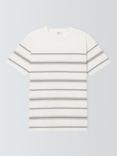 Kin Linear Placement Stripe Cotton T-Shirt, Ecru/Shiitake