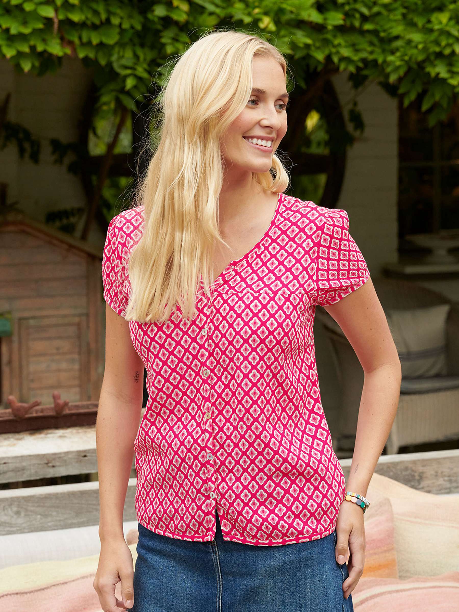 Buy Aspiga Lisbon Short Sleeve Shirt, Diamond Cerise/Pink Online at johnlewis.com