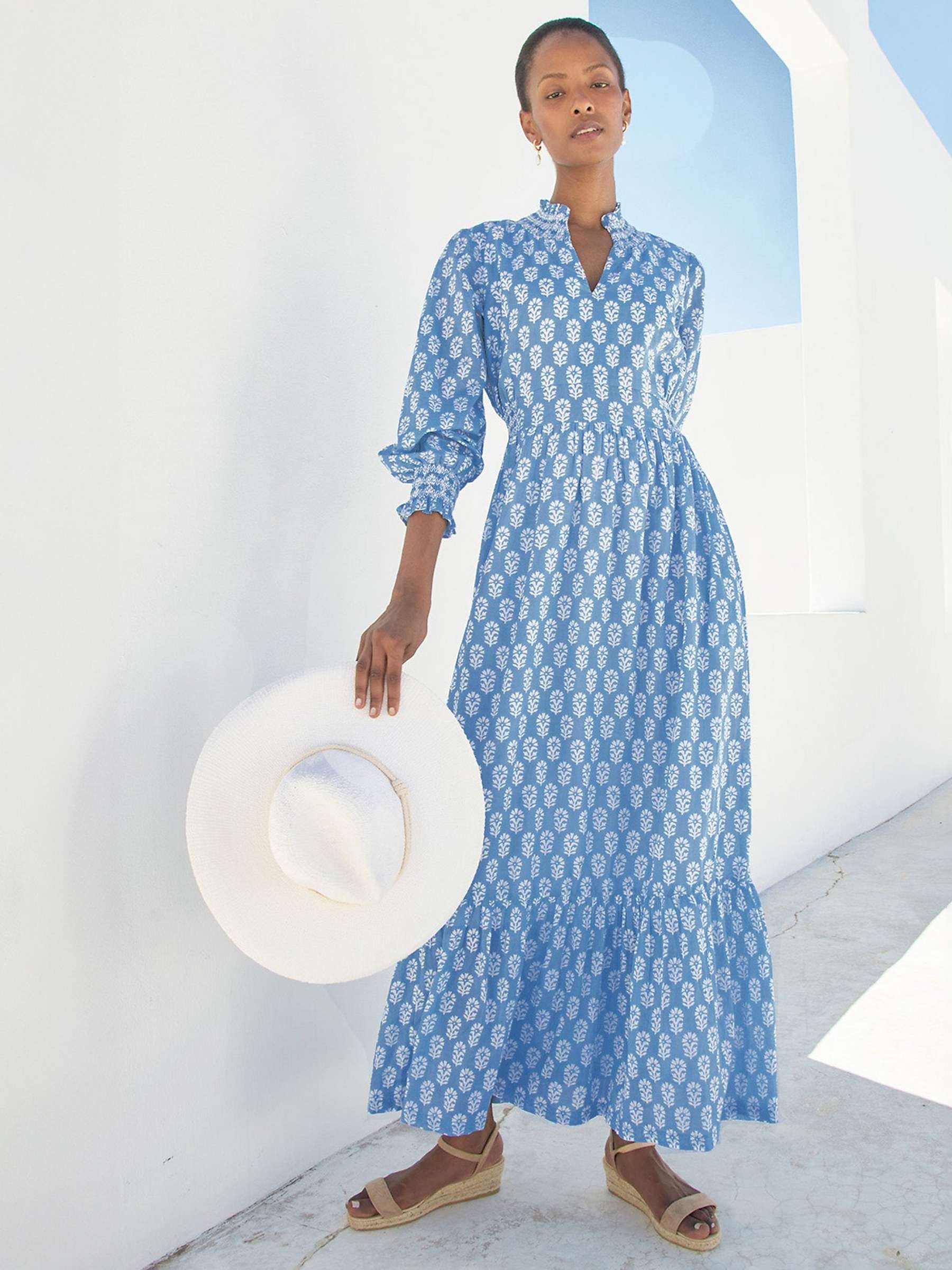 Buy Aspiga Emmeline Maxi Dress, Geranium Blue/White Online at johnlewis.com