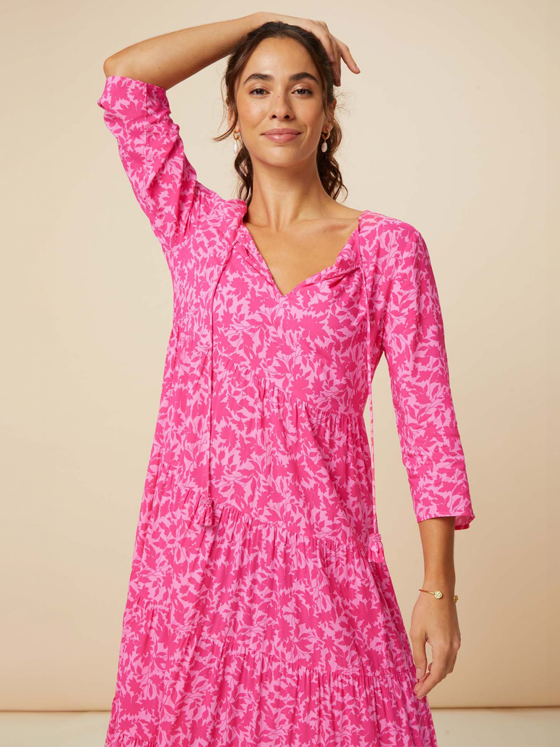 Aspiga Emma Tiered Midi Dress, Vin Mono Pink