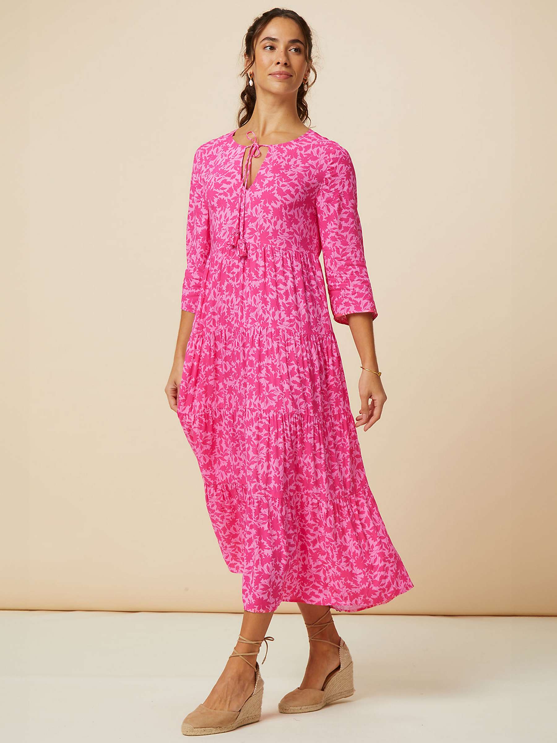 Buy Aspiga Emma Tiered Midi Dress, Vin Mono Pink Online at johnlewis.com