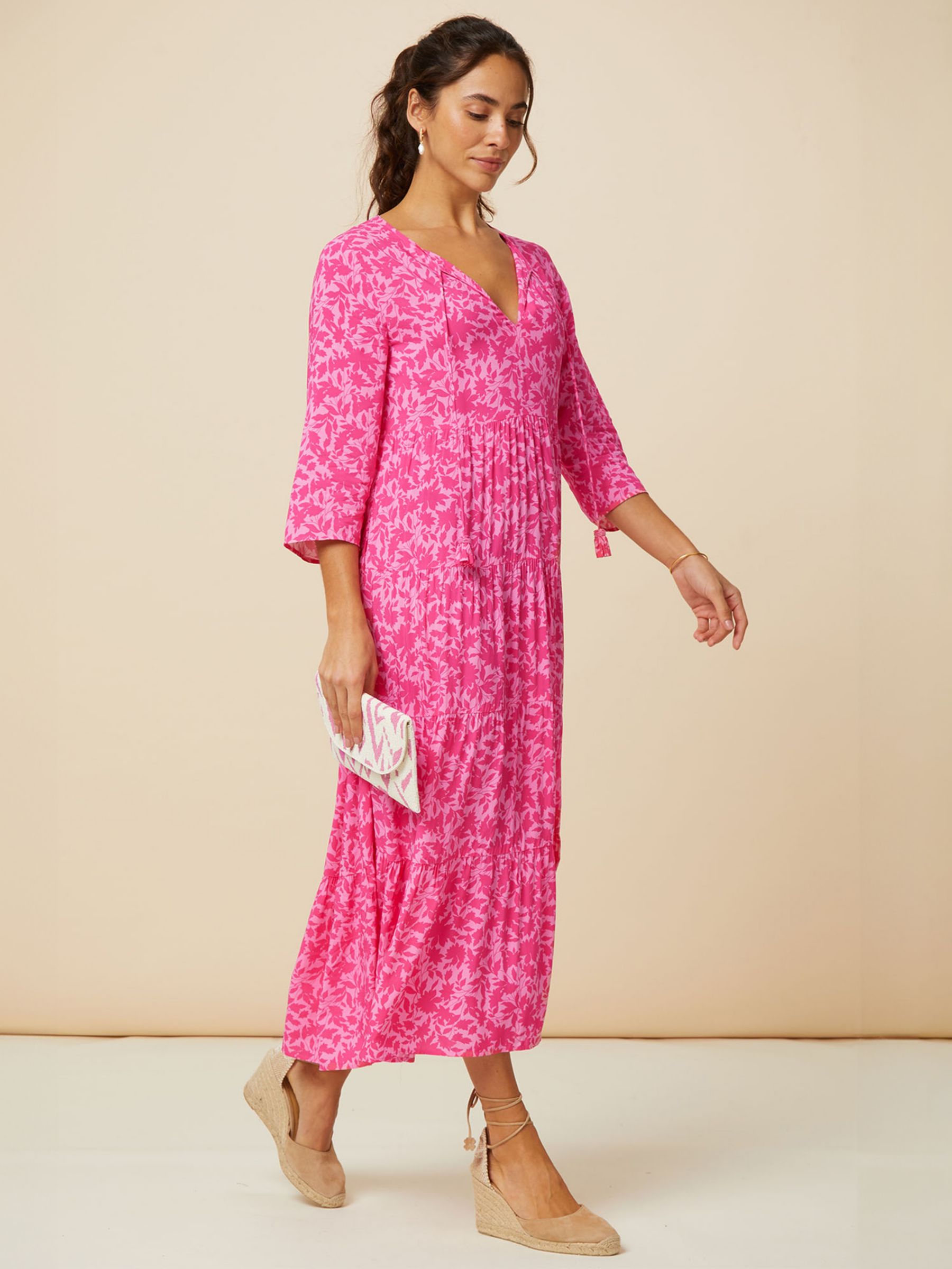 Aspiga Emma Tiered Midi Dress, Vin Mono Pink