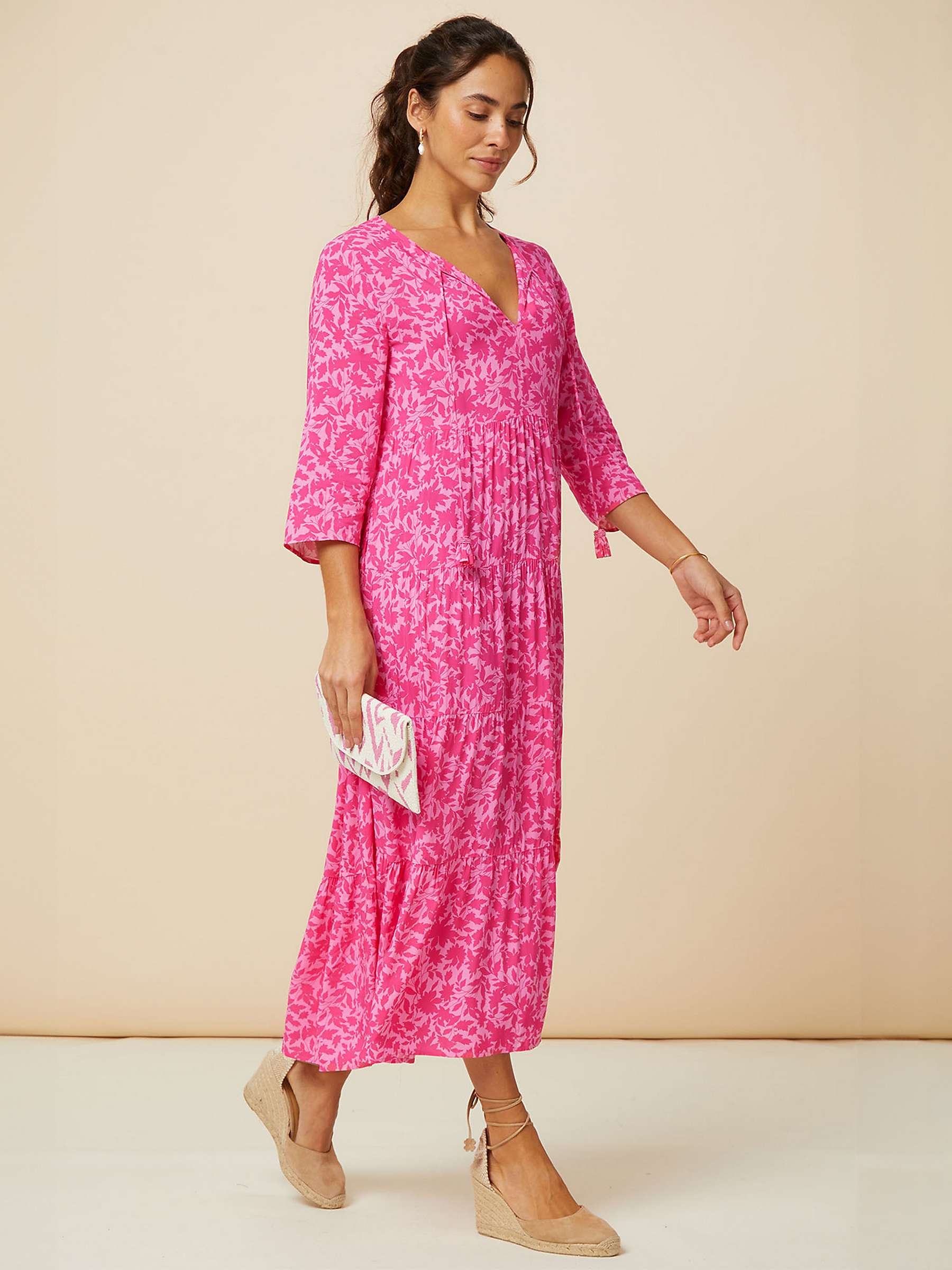 Buy Aspiga Emma Tiered Midi Dress, Vin Mono Pink Online at johnlewis.com