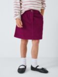 John Lewis Kids' Corduroy Mini Skirt, Navy Blue, Berry