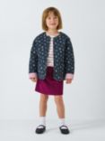 John Lewis Kids' Corduroy Mini Skirt, Navy Blue, Berry