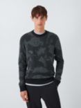 Kin Aura Jacquard Wool Blend Knit Crew Neck Jumper, Dark Sapphire, Dark Saphhire/Uc