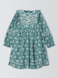 John Lewis Heirloom Collection Kids' Ditsy Floral Long Sleeve Dress, Teal