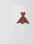 John Lewis Baby Cotton Wrap Sleepsuit and Knitted Comforter