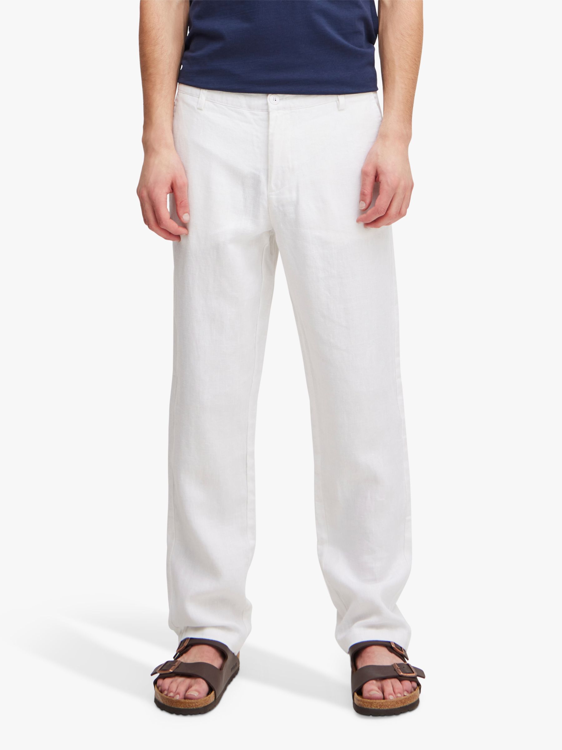 Casual Friday Pandrup Regular Fit Linen Trousers, Snow White, 28R