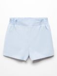 Mango Kids' Marieta Linen Blend Shorts, Pastel Blue