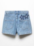 Mango Kid's Star Denim Shorts, Open Blue