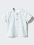 Mango Baby Corfu Stripe Cotton T-Shirt, Aqua/White