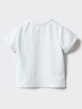 Mango Baby Corfu Stripe Cotton T-Shirt, Aqua/White