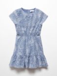 Mango Kids' Peggy Paisley Print Dress, Medium Blue
