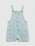 Mango Kids' Palm Print Short Dungarees, Turquoise