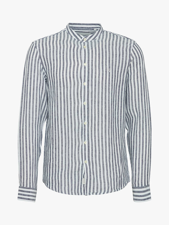 Casual Friday Anton Long Sleeve Striped Grandad Shirt, Navy/White