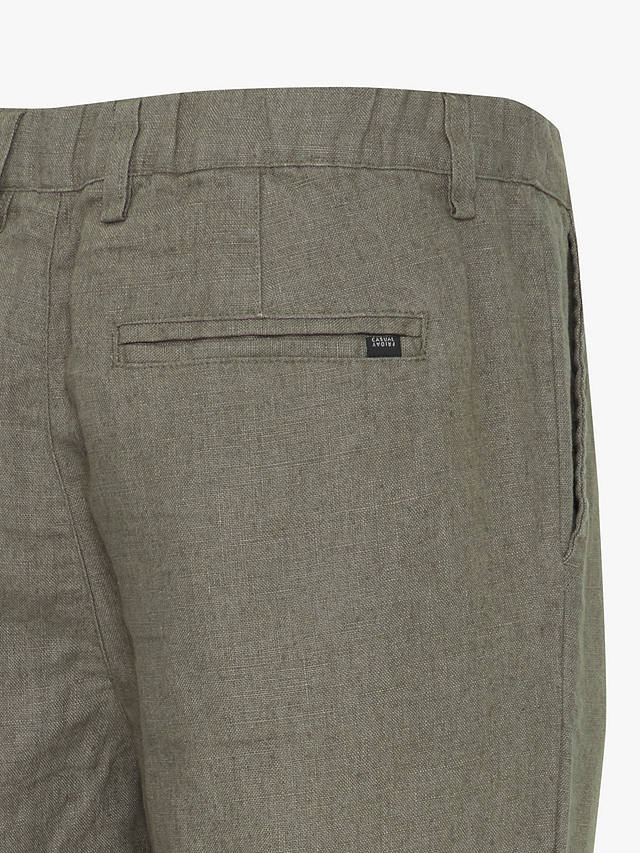 Casual Friday Pandrup Regular Fit Linen Trousers, Agave Green