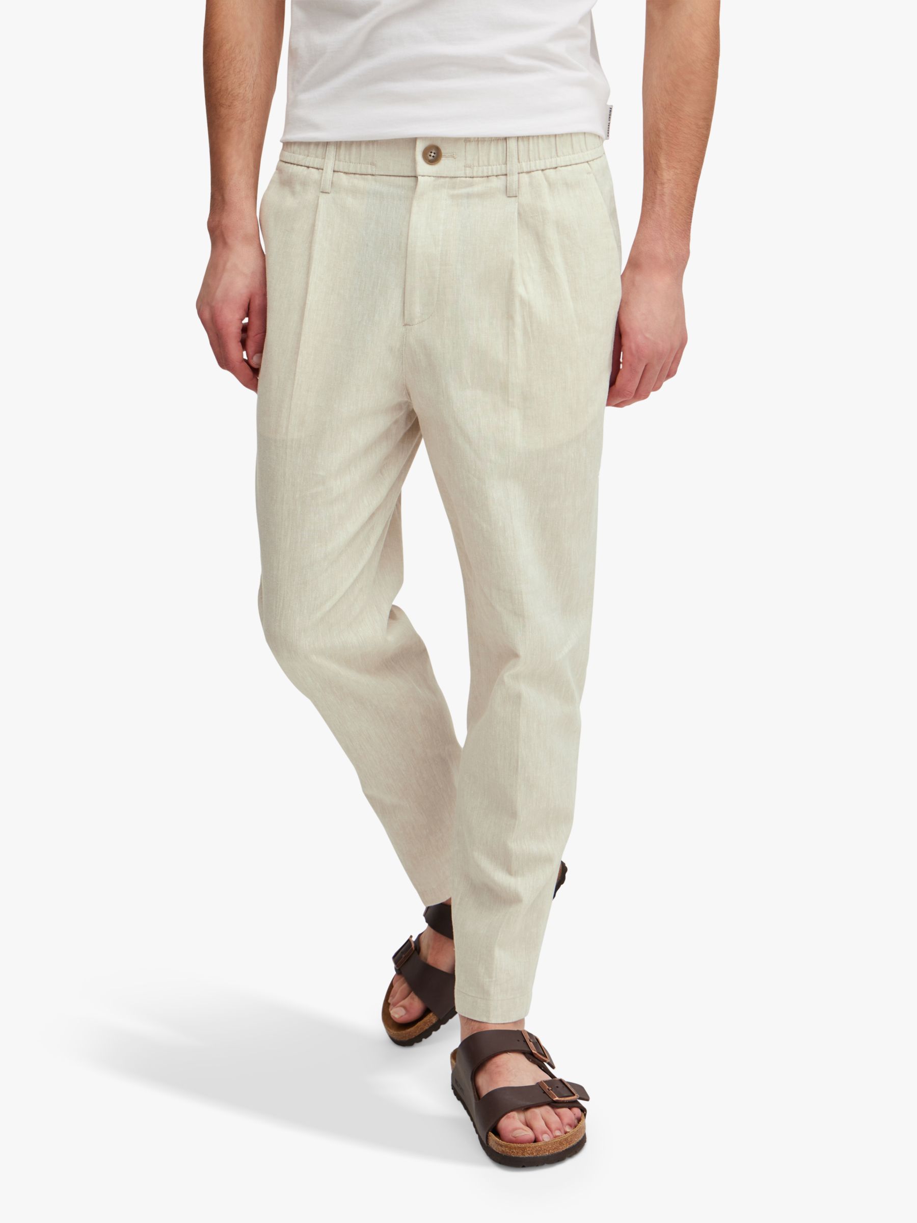 Casual Friday Marc Relaxed Fit Pleated Linen Trousers, Chateau Gray Melange, 28R