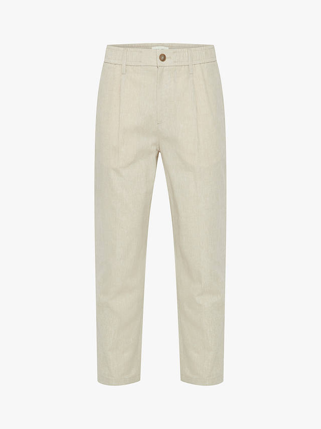 Casual Friday Marc Relaxed Fit Pleated Linen Trousers, Chateau Gray Melange
