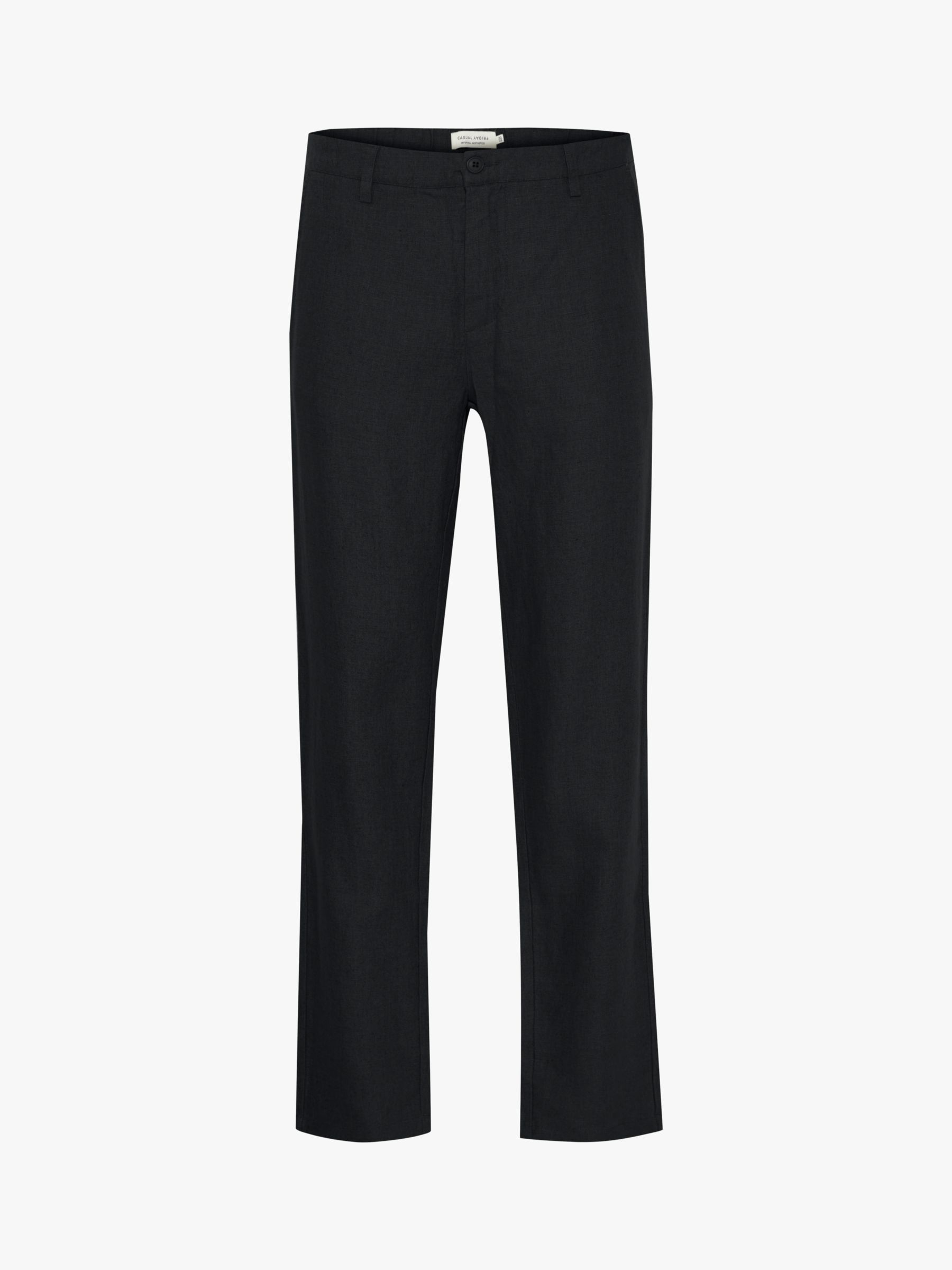 Casual Friday Pandrup Regular Fit Linen Trousers, Black, 28R