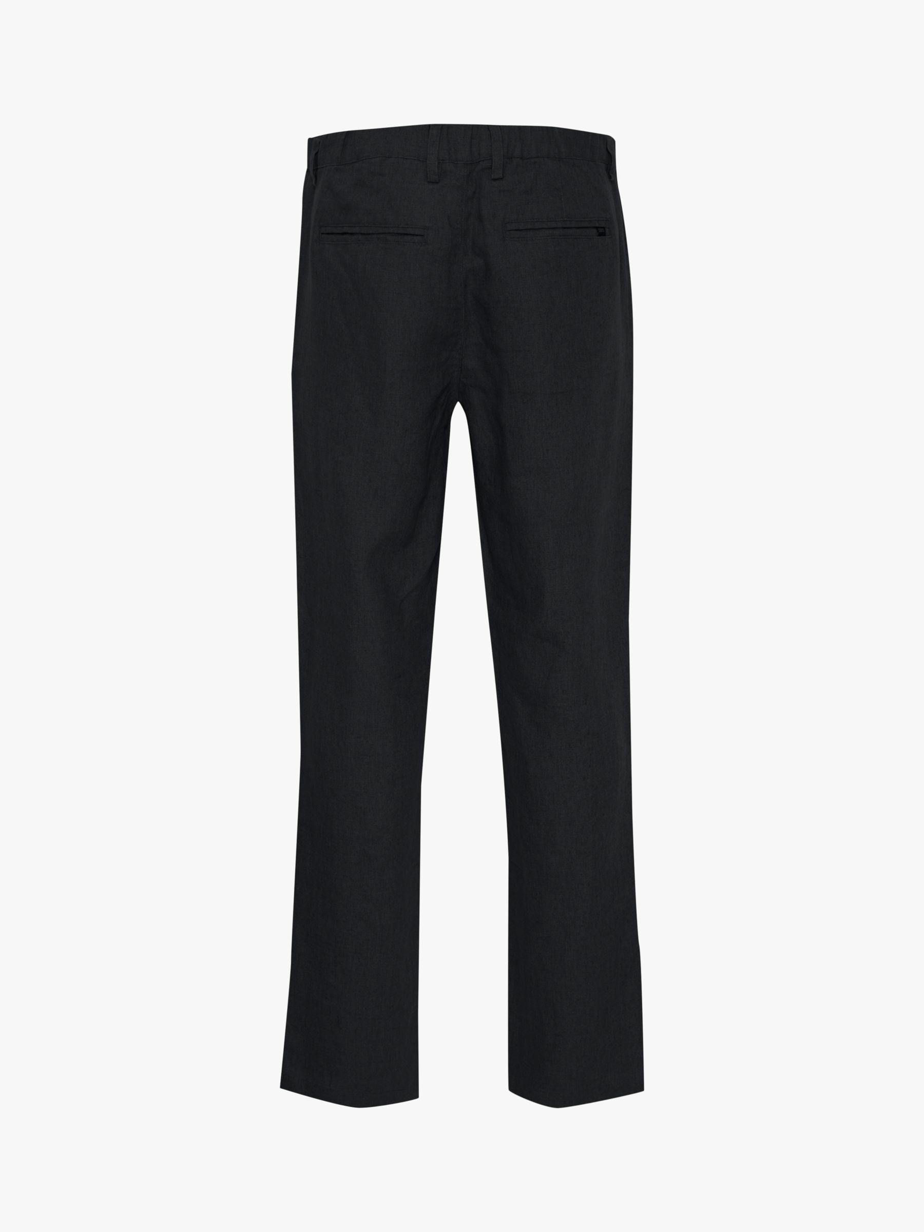 Casual Friday Pandrup Regular Fit Linen Trousers, Black, 28R