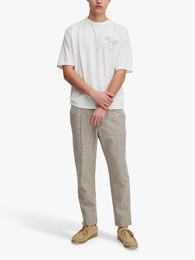 Casual Friday Marc Relaxed Fit Pleated Linen Trousers, Melange