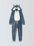 John Lewis Kids' Werewolf Ribbed Onesie, Blue