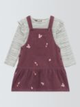 John Lewis Baby Striped T-Shirt and Embroidered Floral Pinny Set, Multi