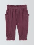 John Lewis Baby Corduroy Frill Trousers, Berry