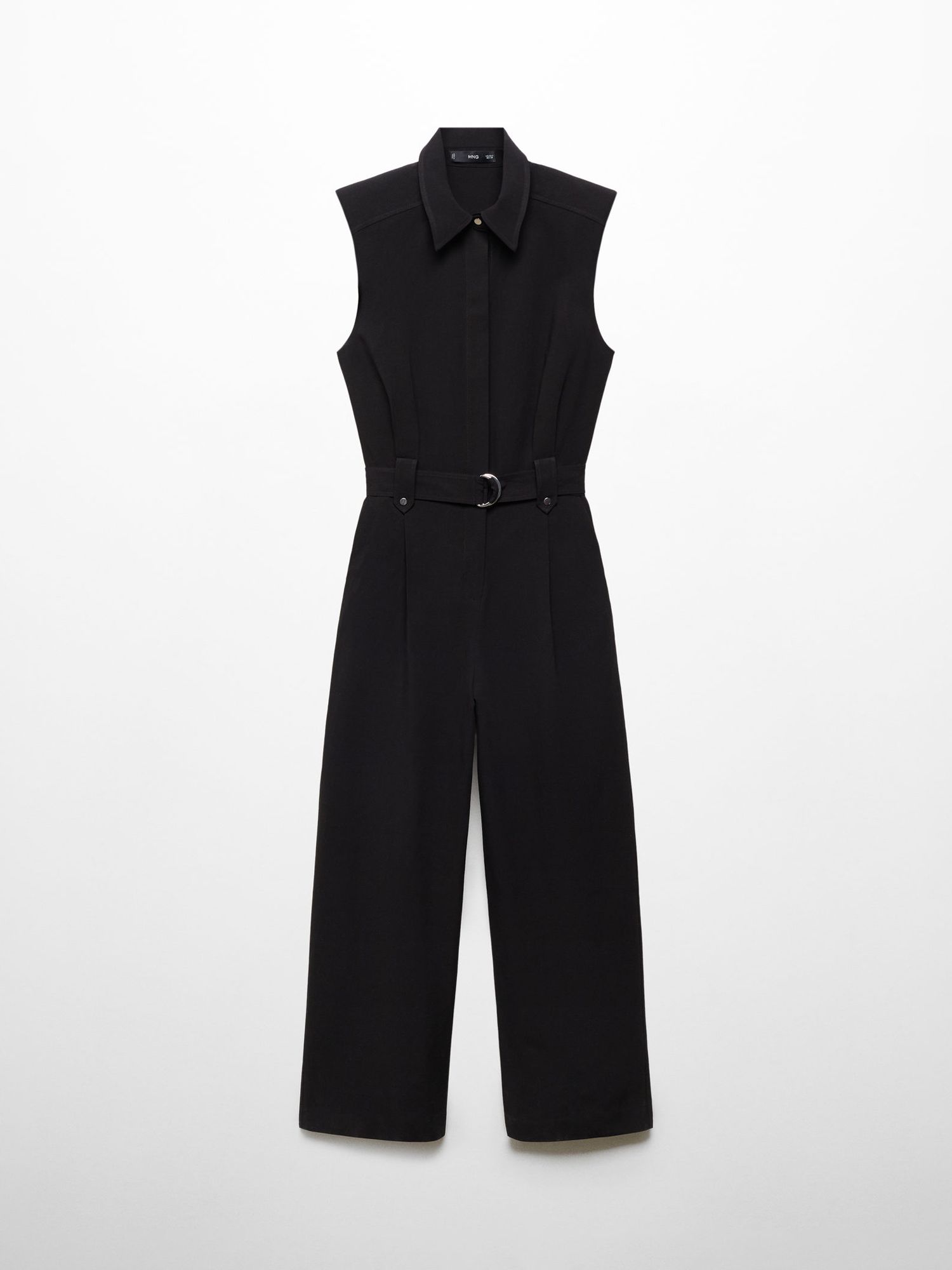 Mango Matty Linen Blend Belted Jumpsuit, Black, 4XL