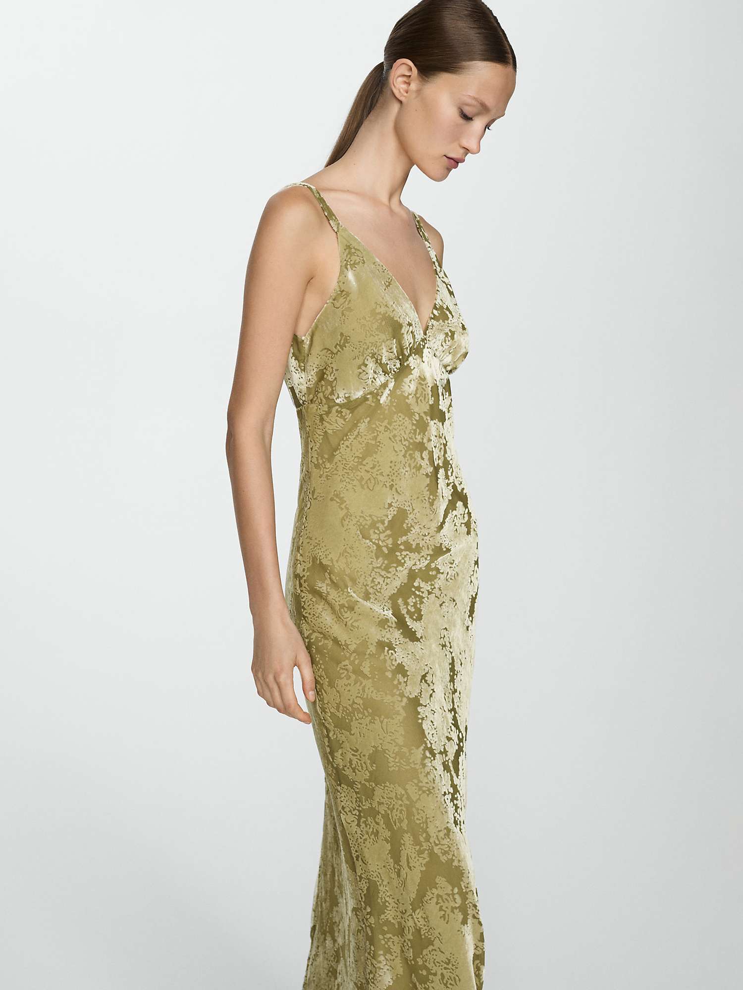 Buy Mango Javier Velvet Maxi Dress, Green Online at johnlewis.com