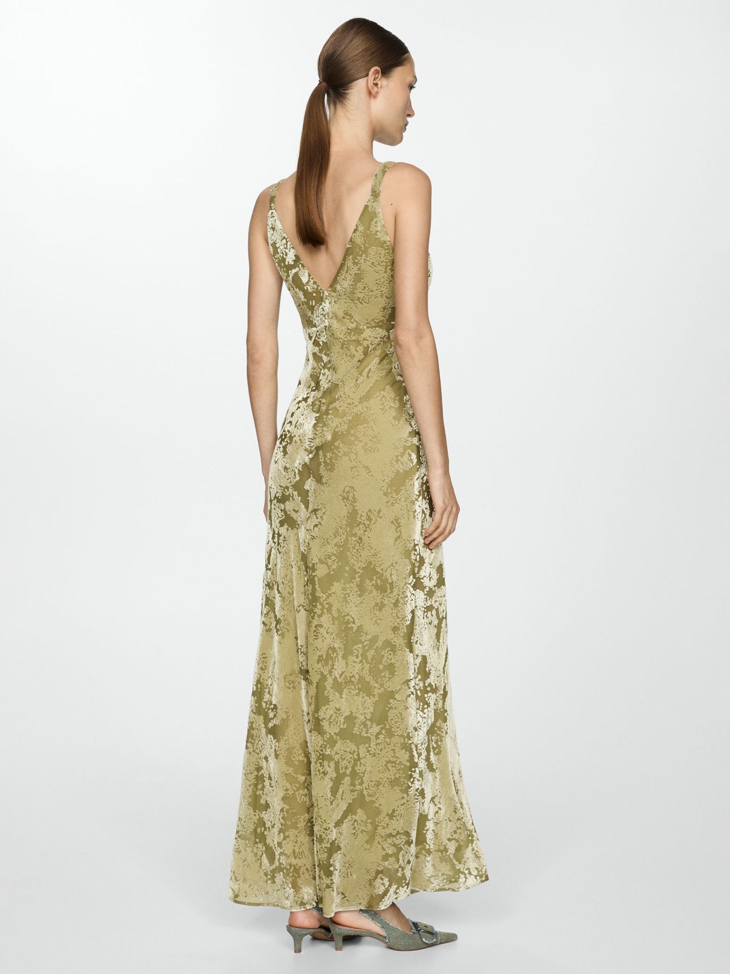 Buy Mango Javier Velvet Maxi Dress, Green Online at johnlewis.com