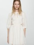 Mango Simona Lace Detail Slit Mini Dress, White