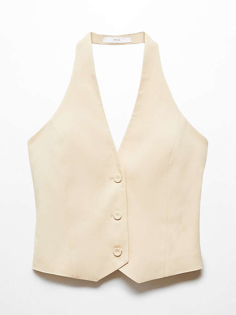 Buy Mango Merida Halterneck Linen Blend Waistcoat, Light Beige Online at johnlewis.com