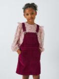 John Lewis Kids' Corduroy Pinafore Dress, Berry