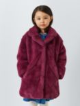 John Lewis Kids' Faux Fur Coat, Berry