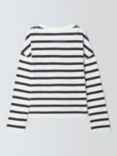 John Lewis Kids' Breton Stripe Long Sleeve Top, Navy/White