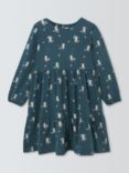 John Lewis Kids' Owls Tiered Dress, Dark Blue