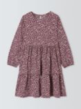 John Lewis Kids' Floral Tiered Dress, Berry