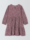 John Lewis Kids' Floral Tiered Dress, Berry