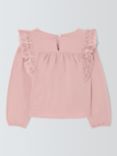 John Lewis Kids' Broderie Anglaise Trim Top, Pale Mauve