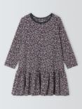 John Lewis Kids' Floral Ruffle Hem Dress, Berry