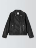 John Lewis Kids' Faux Leather Biker Jacket, Black