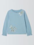 John Lewis Kids' Flowers Embellishment Top, Blue