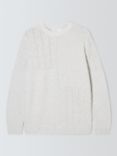 John Lewis Kids' Patchwork Cable Knit Jumper, Ecru Marl