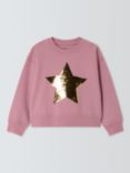 John Lewis Kids' Sequin Star Sweatshirt, Pink