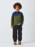 John Lewis Kids' Two Tone Yoke Knit Jumper, Navy/Olive