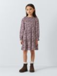 John Lewis Kids' Autumn Floral Tiered Dress, Berry