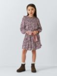 John Lewis Kids' Autumn Floral Tiered Dress, Berry